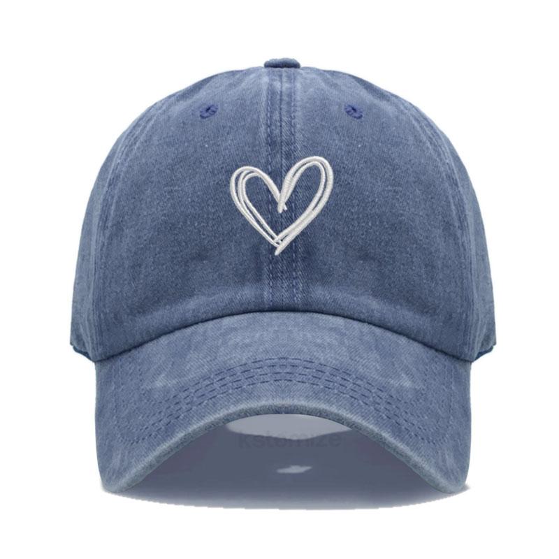 Unisex Soft Cotton Dad Hat Heart Embroidery Baseball Cap For Women Men Adjustable Unisex Casual Sports Caps