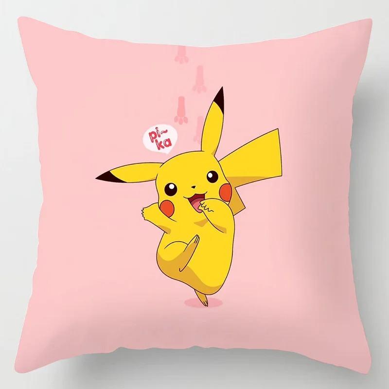 

Pokemon cartoon pillowcase Pikachu Charizard anime peripheral pillowcase sofa cushion waist cushion cover home room decoration 16x16Inch
