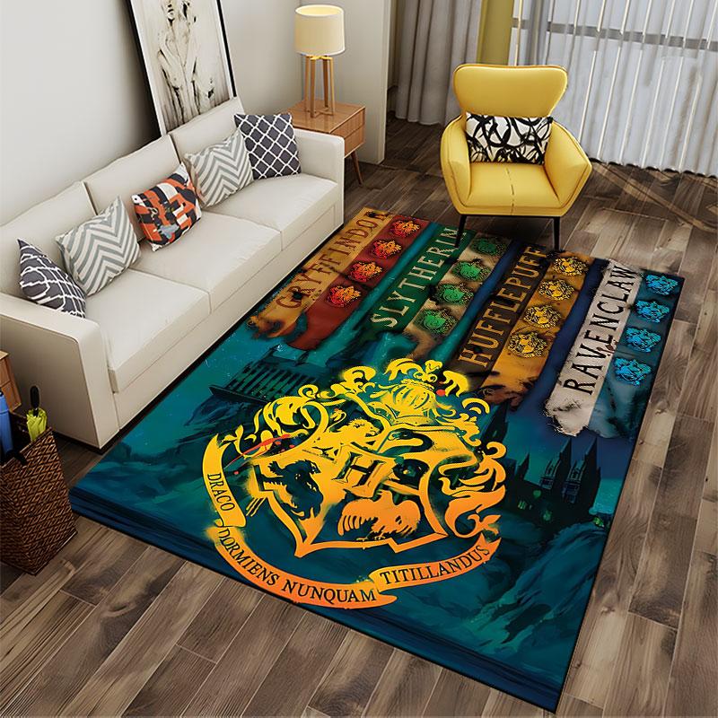 Hogwarts House Crests Carpet Suitable As a Non-slip Mat for the Living Room or Bedroom Sofa