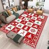 Red Santa Claus Snowman Gift Pattern Area Rug Seasonal Soft Carpet for Dining Room Cozy Non Slip Floor Mat Cover