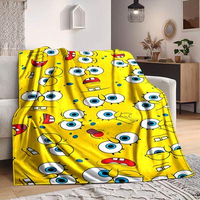 1pc SpongeBob Expressions Soft Skin-Friendly Flannel Blanket with Digital Printing, Various Sizes Available for Family, Friends, Birthday