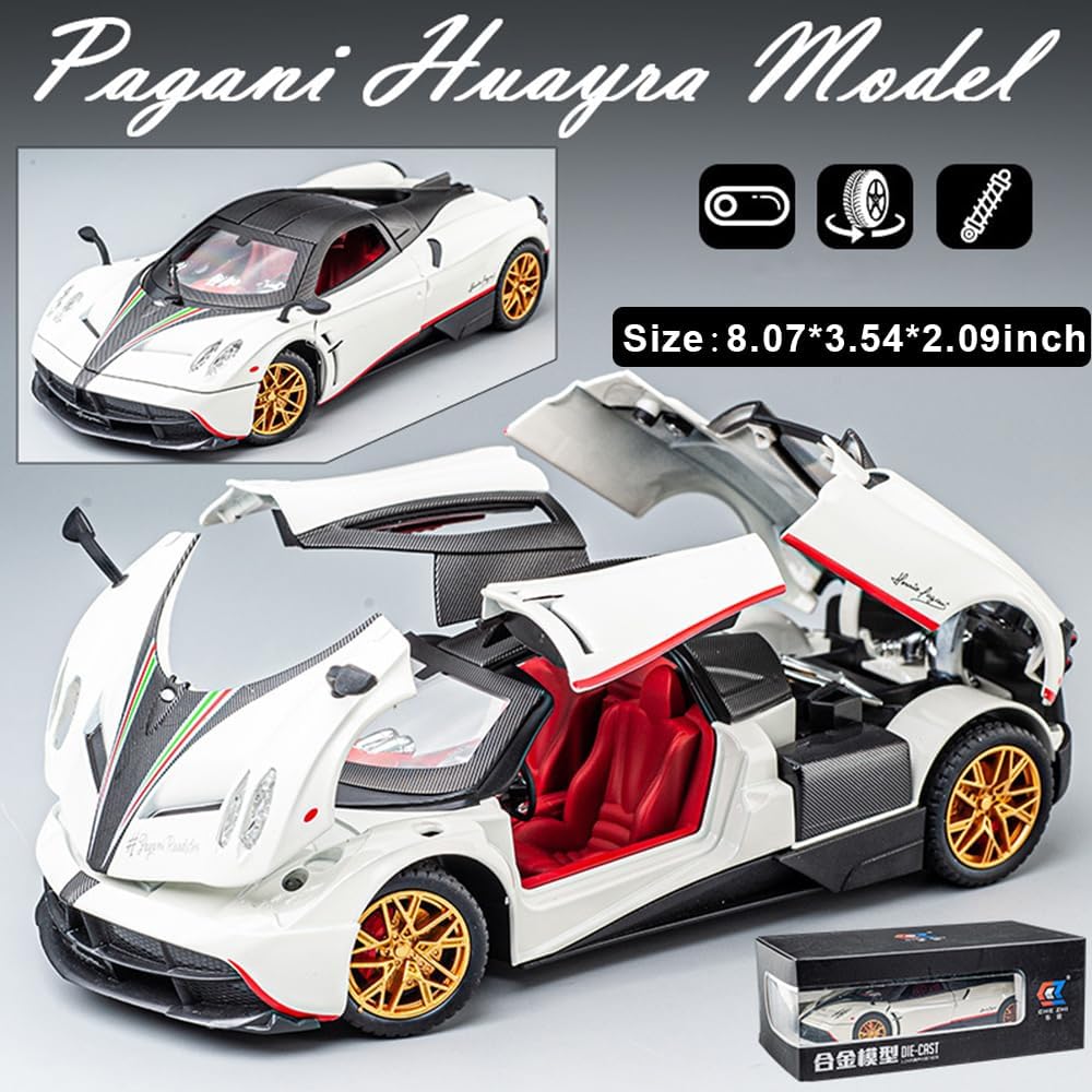 1/24 Alloy Die-casting Metal Pagani Huayra Dinastia Car Model Toys with Sound and Light Functions,Pull Back,Adults and Children Are Suitable for Gifts