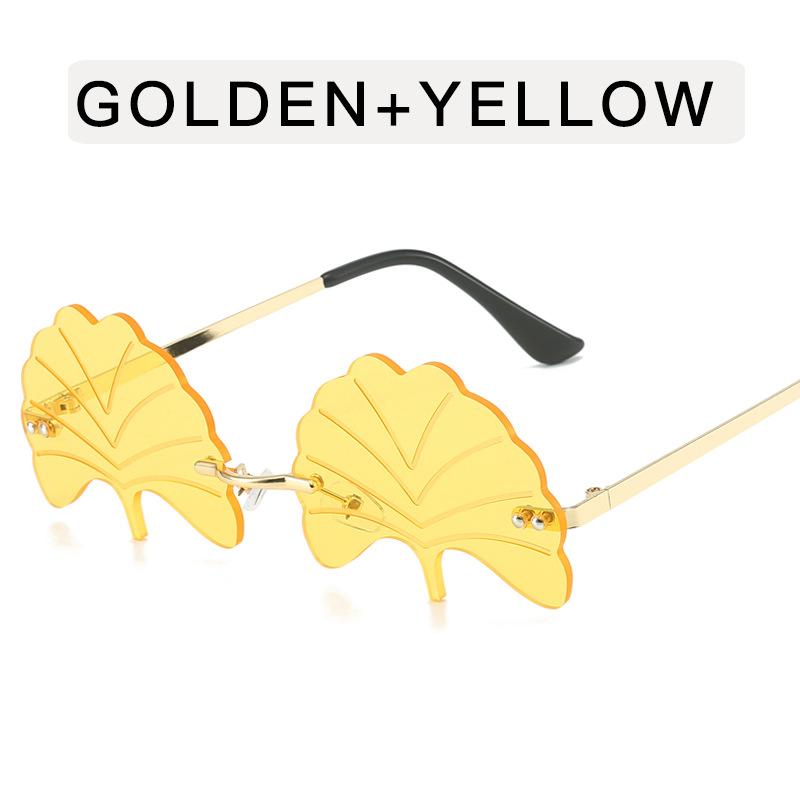 Leaf Shape Women Sunglasses Rimless Hip Hop Style New Stylish Sun Glasses Men European American Women's Sunglasses