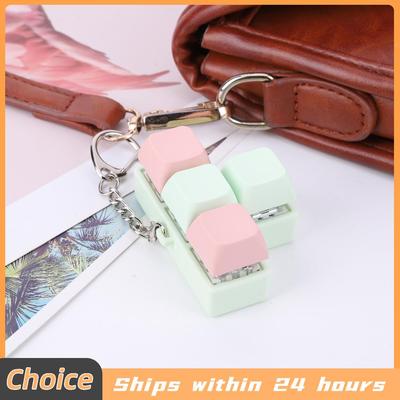 Finger Keyboard Fidget 4 Keys Sensory Fidget Keyring Keycaps Fidget Keyborad Button Finger Calming Keychain for Kids Adults