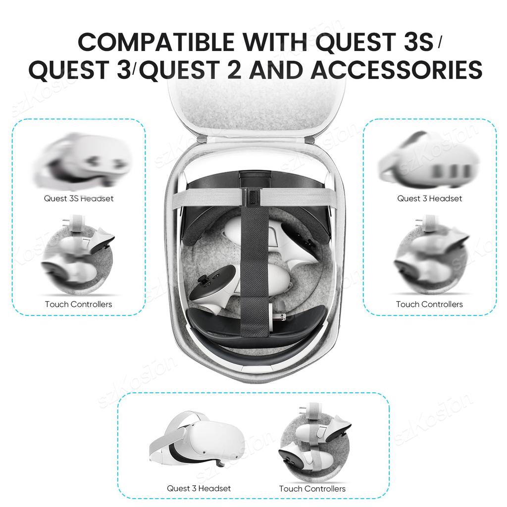 Carrying Case for Meta Quest 3S Quest 3 Quest2 VR Headset Controller Official Elite Strap Storage Bag for Quest3 Accessories