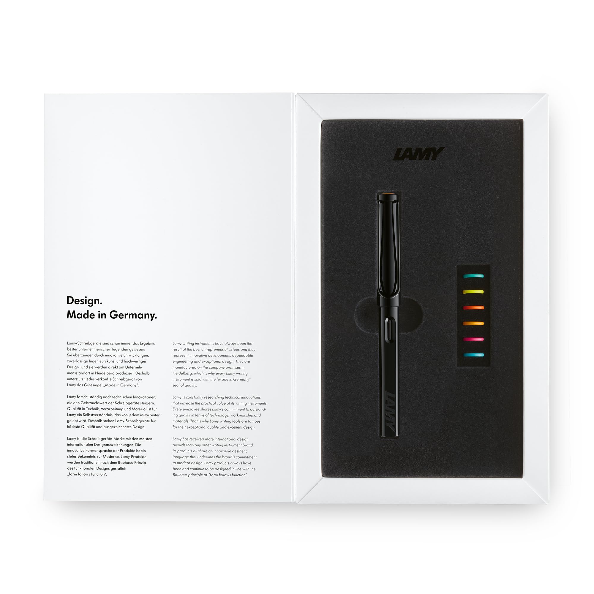 

Набор перьевых ручек LAMY Safari Multicolor в вариантах Extra Fine и EF с футляром, показанный, но фактический продукт - Белый, Перо, (L0B1-EF) (Изображение чёрное, белое) белый