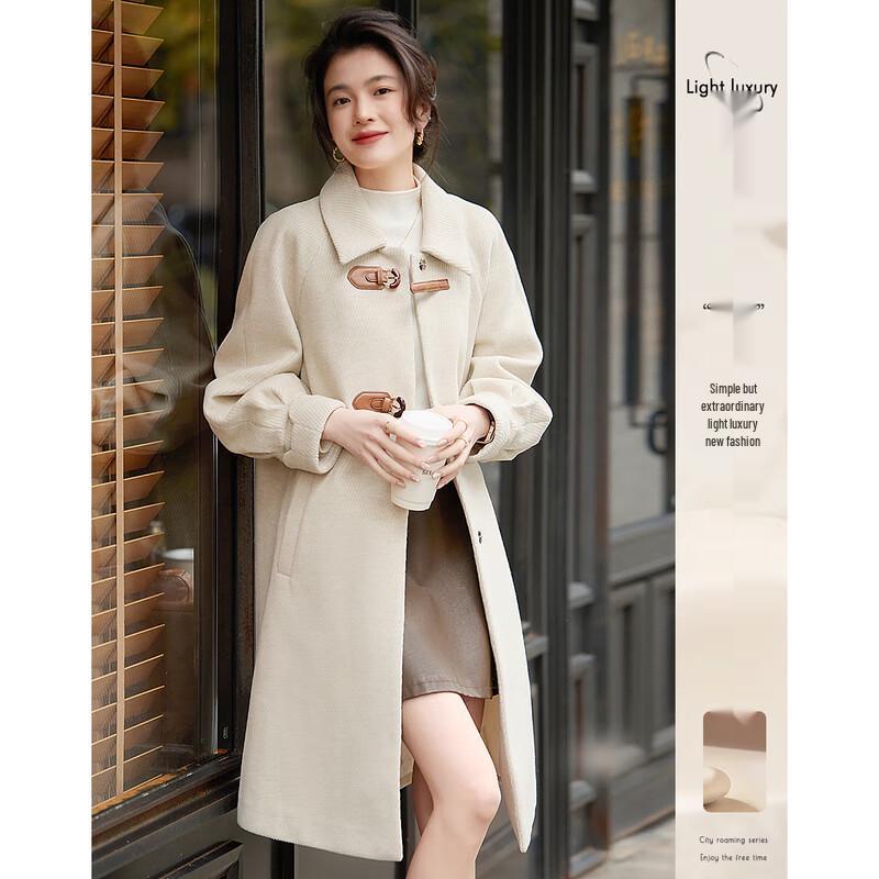 

Women s Elegant Mid-Length Wool Blend Coat XL