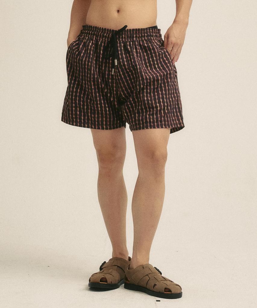 Billalei Espresso Stripe Men'S Swim Shorts - Dark Brown