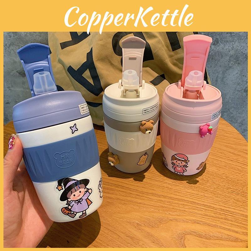 Stylish 370ml Insulated Water Bottle For Children With Convenient Straw And Strap