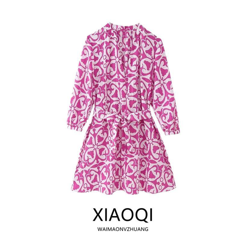 Fashion Style 2024 Summer New Women's Clothing Elegant Slim Looking Versatile Printed Short Dress 3238767252