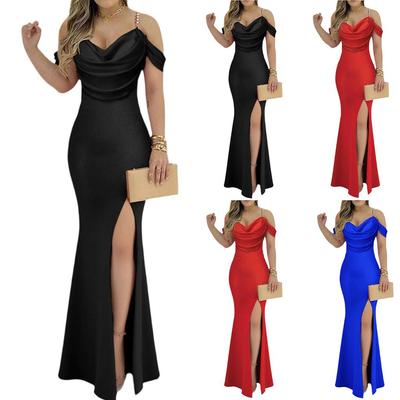 Robe de soirée tendance pour femmes: Sans bretelles, Fendu, Taille ajustée, Robe moulante