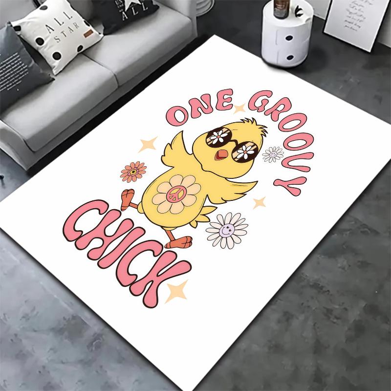 Retro Groovy Chick Carpet Rug For Living Room Bedroom Home Sofa Decoration Kids Play Nonslip Floor Mat