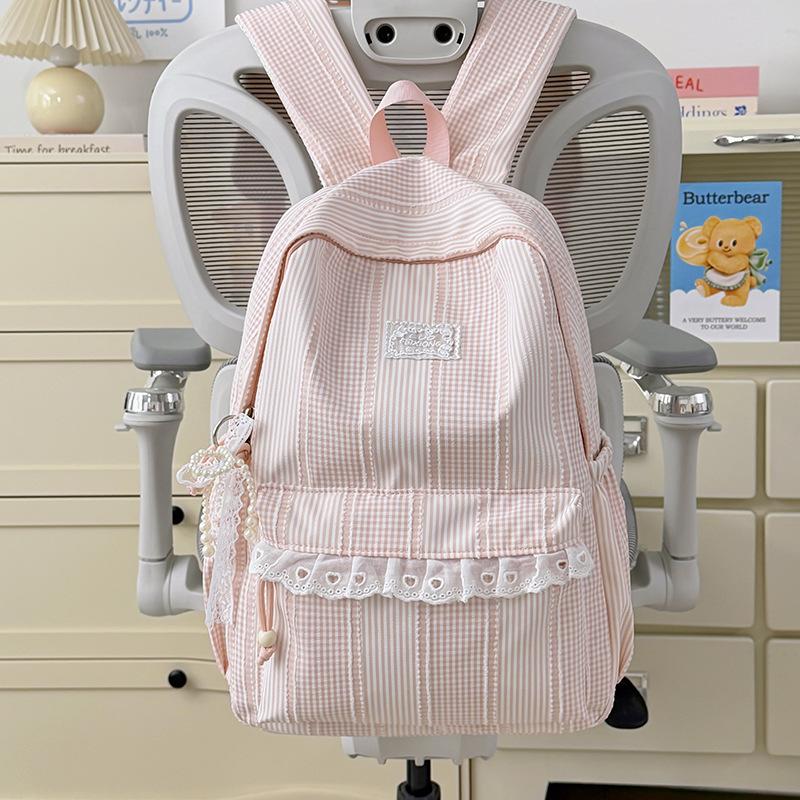 School bag new style for women, INS large capacity high school student leisure travel backpack, candy color-block, sweet style backpack