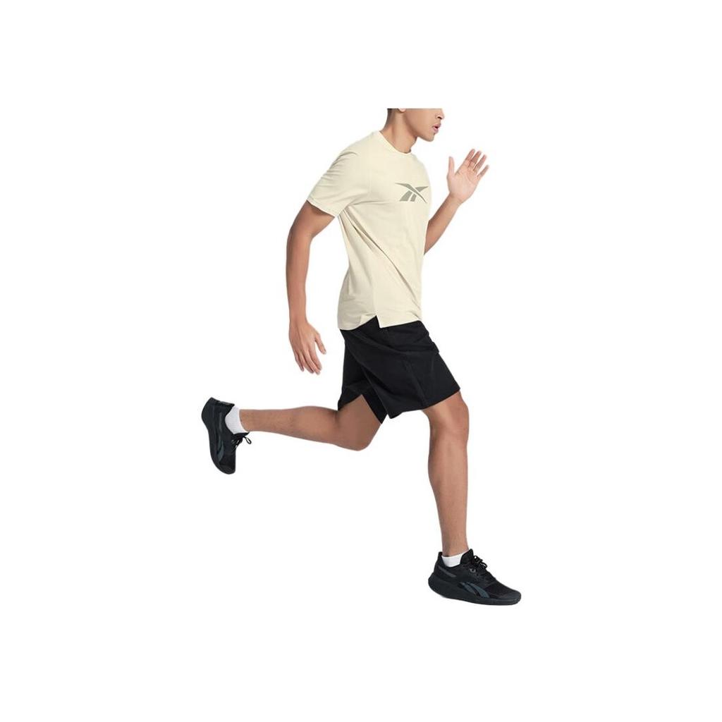 Reebok Logo Printed Sports Casual Fitness Training Knit Short Sleeve T-Shirt Men Tops Gray 24SRM417MGG0