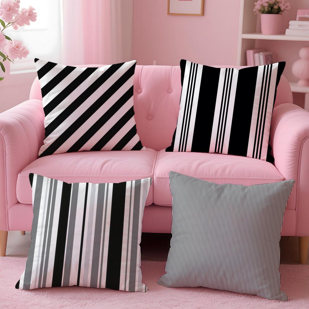 black and white Stripes Cushion Cover Comfortable Reversible Pillow Cover Ideal for Car Sofa Bedroom Beyond