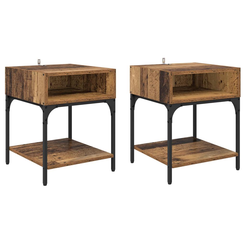 Nightstand Set of 2 Reclaimed Wood Look 40 x 40 x 50 cm Engineered Wood