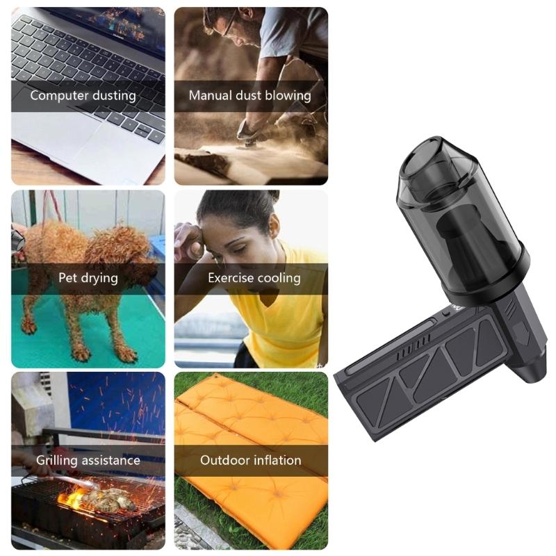 Portable 130000RPM Handheld Blower Fan Featuring LED Light Digital Display 4 Speeds for Camping Outdoor Activities