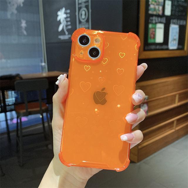 Luxury Reflective Holographic Love Heart Case For Iphone 13 12 11 Pro Max Mini Xs X Xr 7 8 Plus Se 2020 Soft Clear Buffer Cover