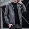 Men's Hooded Leather Jacket Autumn New Korean Style Youth Simple Leather Jacket Trendy Casual Motorcycle Wear Work Jacket