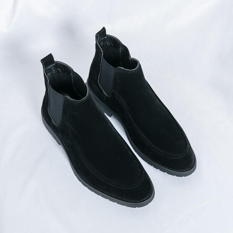 Fashion High End Brand Men's Chelsea Boots Thick Soled High Top Formal Shoes Versatile for Banquets Commuting Men's Leather Casual Shoes