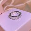 Sterling Silver Creative Simple Triangle Stitching Single Row White Zircon Ring Ladies Party Birthday Wedding Jewelry Gift