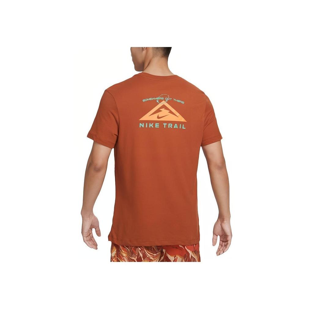 Nike Trail Dri-Fit Scenic Print Crew Neck T-Shirt Men Tops Dark-Reddish-Brown FD0121-246