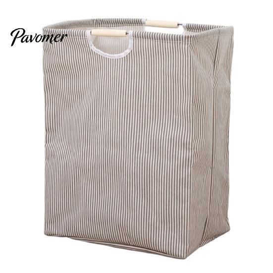Easy Clean Laundry Hamper Basket with Wooden Handles, Cotton And Linen Large Space Saving Bag Basket, Storage Foldable Organizer for Families