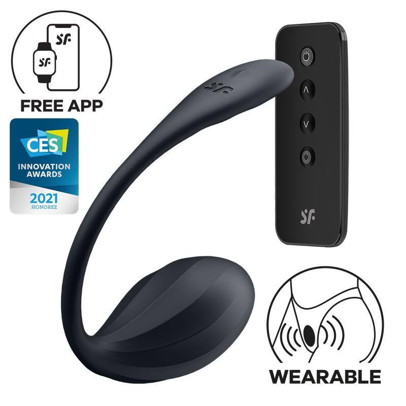 Ribbed Petal with Satisfyer Connect APP Black