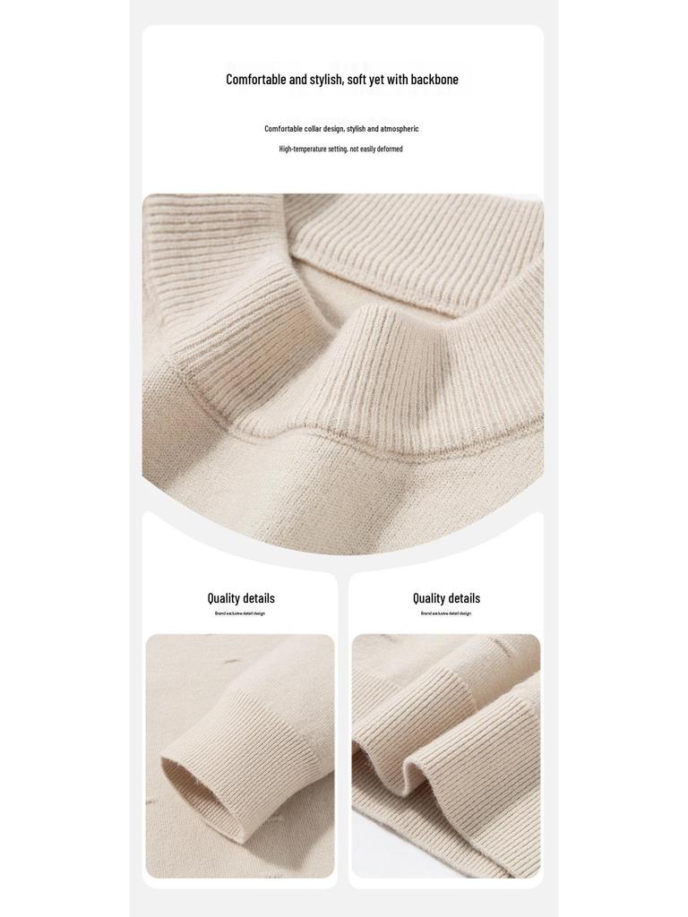 Winter Thick Jacquard Knit Sweater with Half-High Collar for All Ages