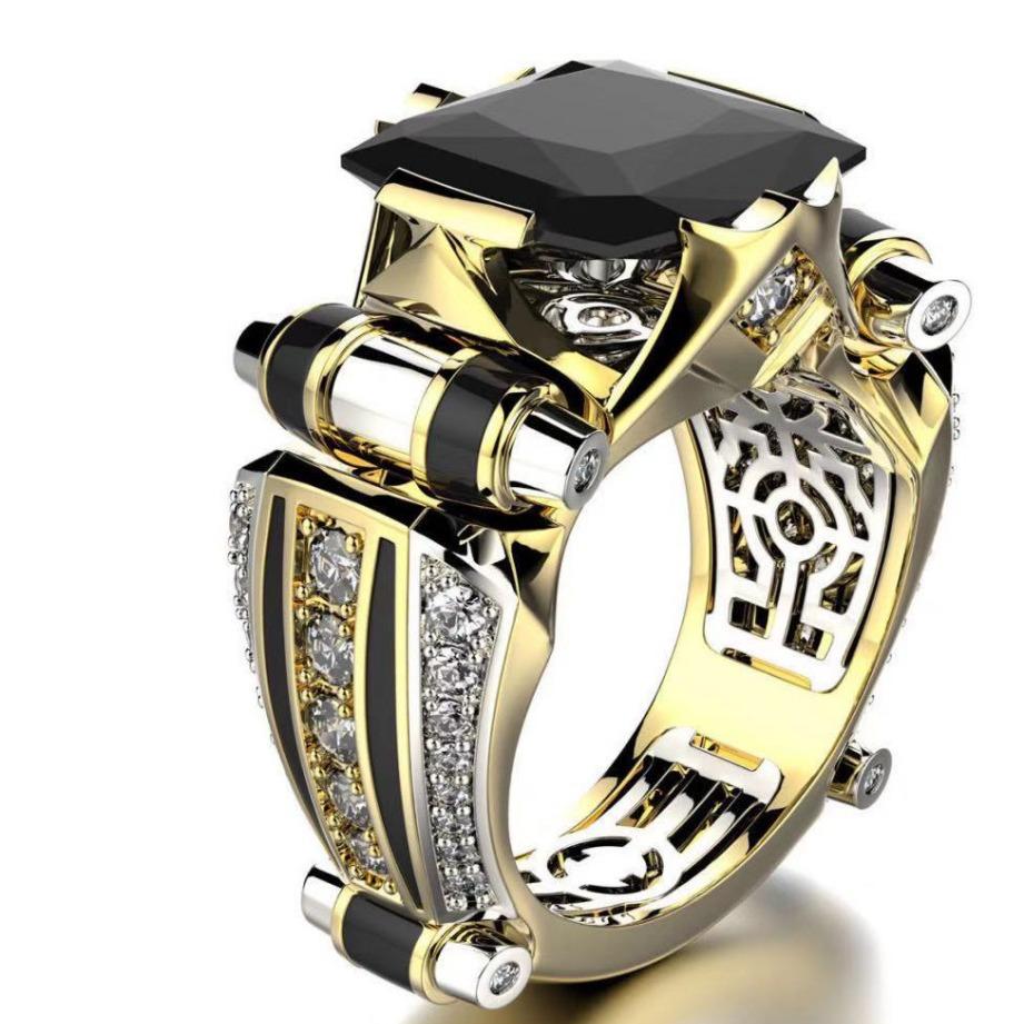 Diamond-Encrusted Domineering Ring Creative Color Separation Engagement Jewelry For Men And Women