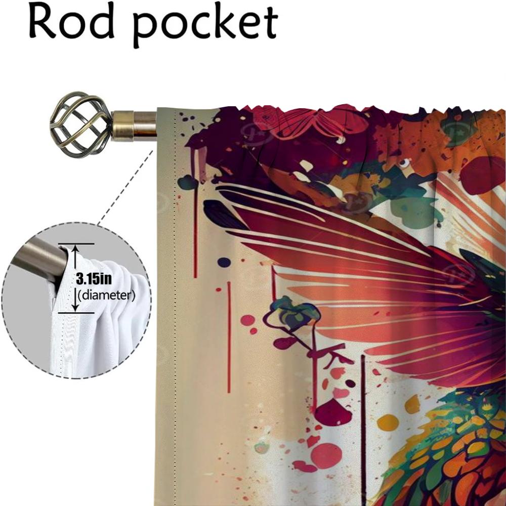 Set Of 2 Kitchen Curtains Camera Hummingbird Birds Living Room Partition Halloween Decoration Window Curtain Modern Made Polyester Sitting Treatment