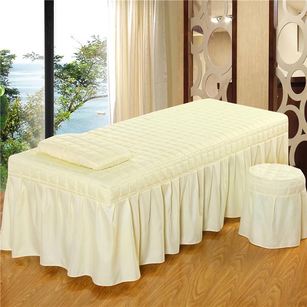 Schönes Gesichts-Massageliegen-Rock-Set Samt-Tagesdecke mit Hockerbezug für Spa-Salon Krankenhaus