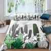 Cactus Duvet Cover Set King Size Hand Painted Style Bedding Set Nature Art Prints Comforter Cover Green Plant Cactus Quilt Cover
