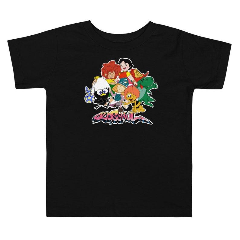 80s Retro Cartoons Toddler Tee: Maja, Heidi, Wickie, Grisu, Calimero, Pumuckl 140