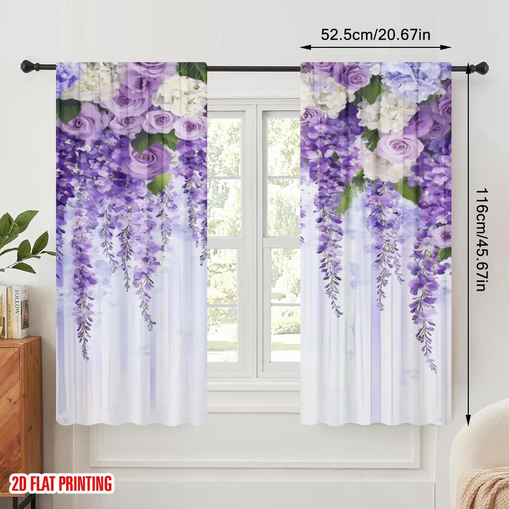Plane Printing Popular Curtains Lavender Elegance Versatile Polyester Fabric Without Rod Decorations Inside Perfect Set Of 2 Made