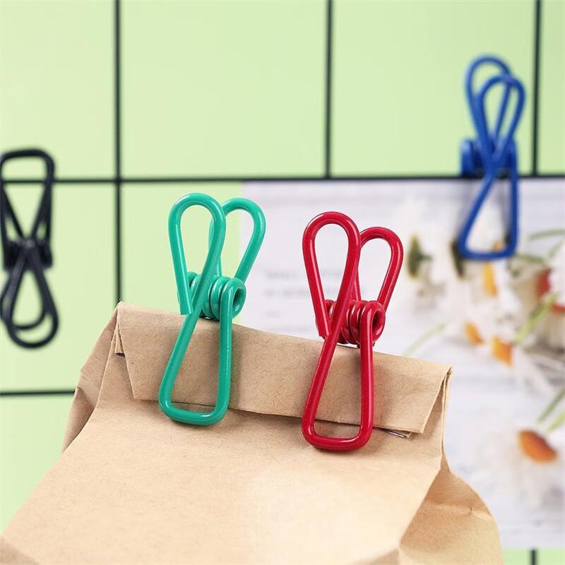 10-20pcs Multi-Purpose Metal Clips Colorful PVC-Coated Clothespins Food Snack Seal Sealing Storage Clamp Household Supplies