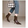 High-heeled Stiletto Shoes Women's Autumn and Winter New Stiletto Women's Short Boots Rear Zipper Leather Boots Pointed Brown Slim Boots