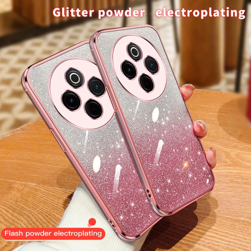 KEYSION Luxury Plating Glitter Phone Case for IQOO Z10 5G Transparent Soft TPU Shockproof Back Cover for IQOO Z10