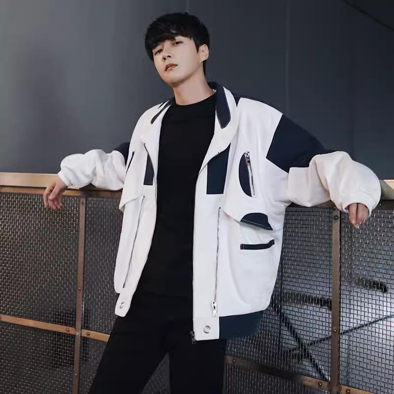 

Осеннее пальто в корейском стиле, трендовая джинсовая куртка, мужская весенне-осенняя выстиранная бейсбольная форма, свободная куртка 2XL белый