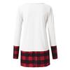 Womens Christmas Tops Plaid Splice Hem Long Sleeve Cute Tunic Blouse