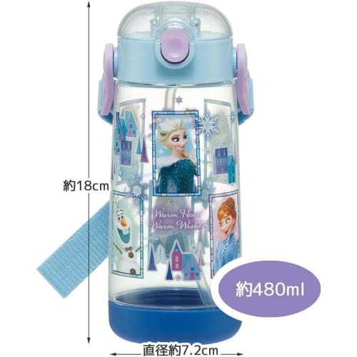 Skater Water Bottle 480ml Children's Clear Bottle with Straw Disney Frozen 23 Girls PDSH5