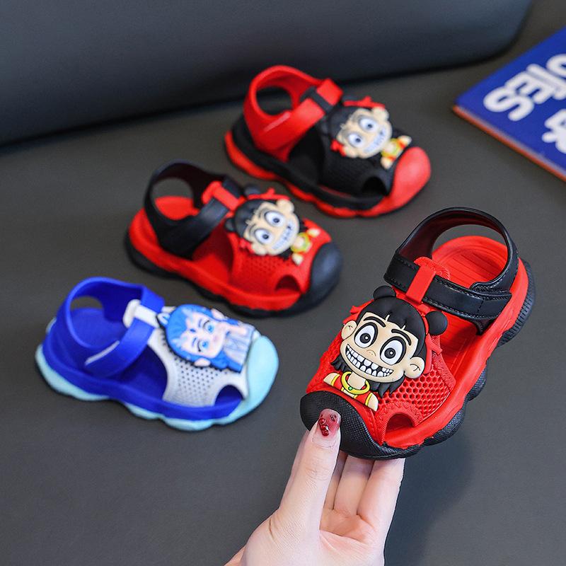 Children's Sandals New Summer Non-Slip Soft Sole Boys' Velcro Toddler Shoes Baby Beach Sandals