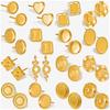 Geometric Round Square Heart Snake Blank Settings Cobochons Stainless Steel Ear Studs For Women Men Real Gold Plated DIY Jewelry