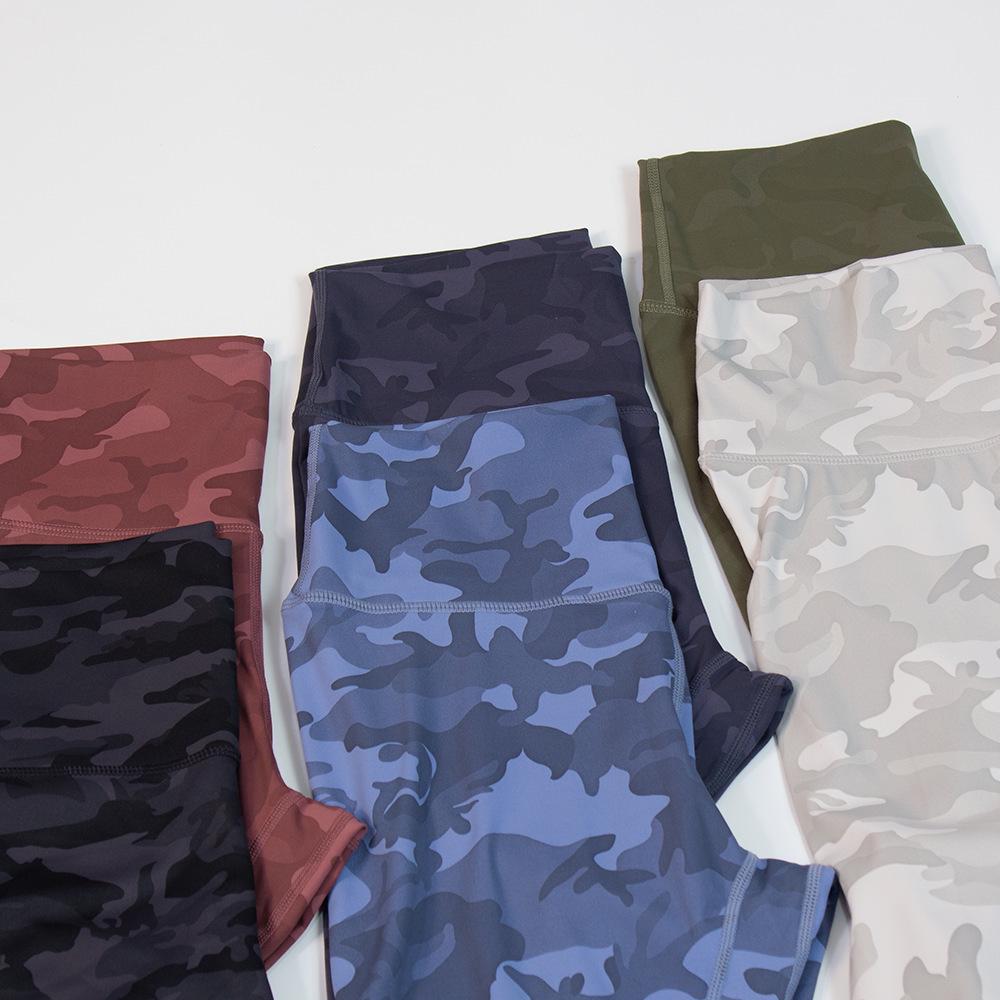 Camo Yoga Pants: Six-Color Pattern for Fitness & Night Runs, Nine-Point Length
