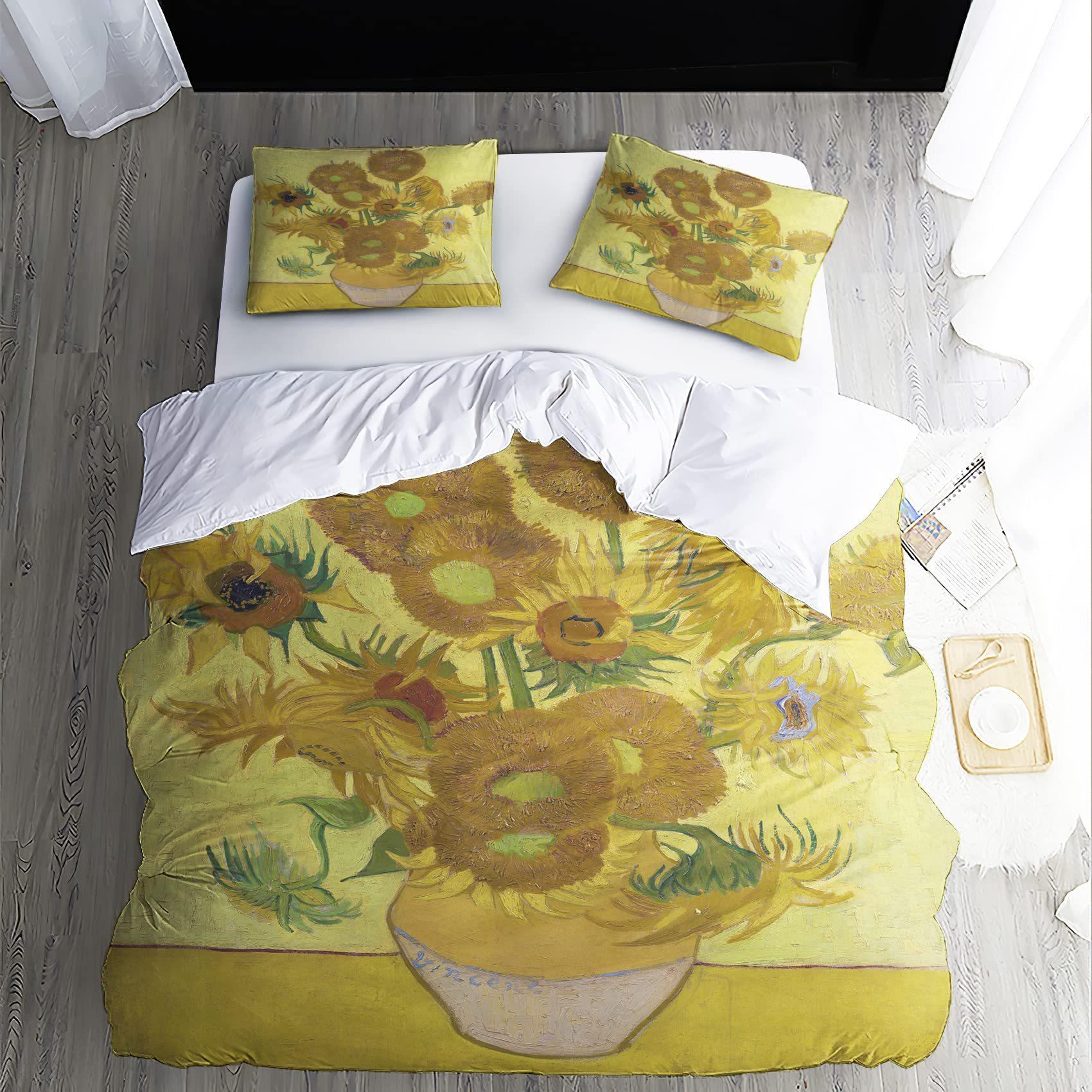 

Картина маслом Пододеяльник Звездная ночь Цифровая печать Постельное белье Комплект из трех предметов Знаменитая картина Украшение спальни EU single 135*200