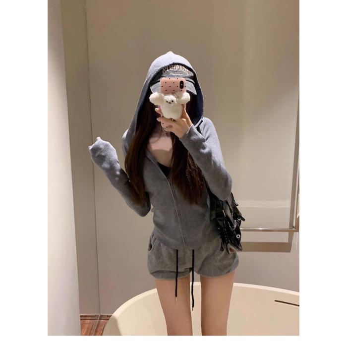 Women s Fashionable Half-Zip Hooded Pullover Sweatshirt - Autumn 2025 Style Small серый