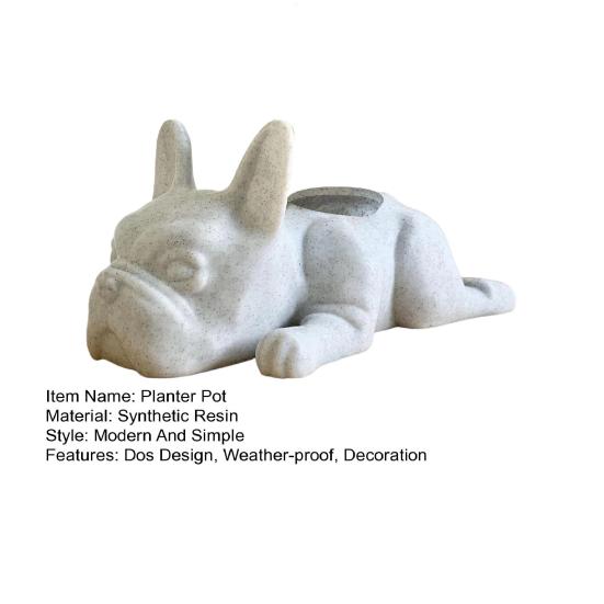 French Bulldog Planter Pot Resin Statue Figurine Succulents Herb Plants Flower Pot Container Home Balcony Garden Decoration