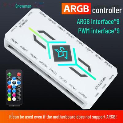 SNOWMAN H9 ARGB 5V 3-Pin Sync Ελεγκτής Ανεμιστήρα Σασί με Κόμβο Ελέγχου Θερμοκρασίας 4-Pin PWM