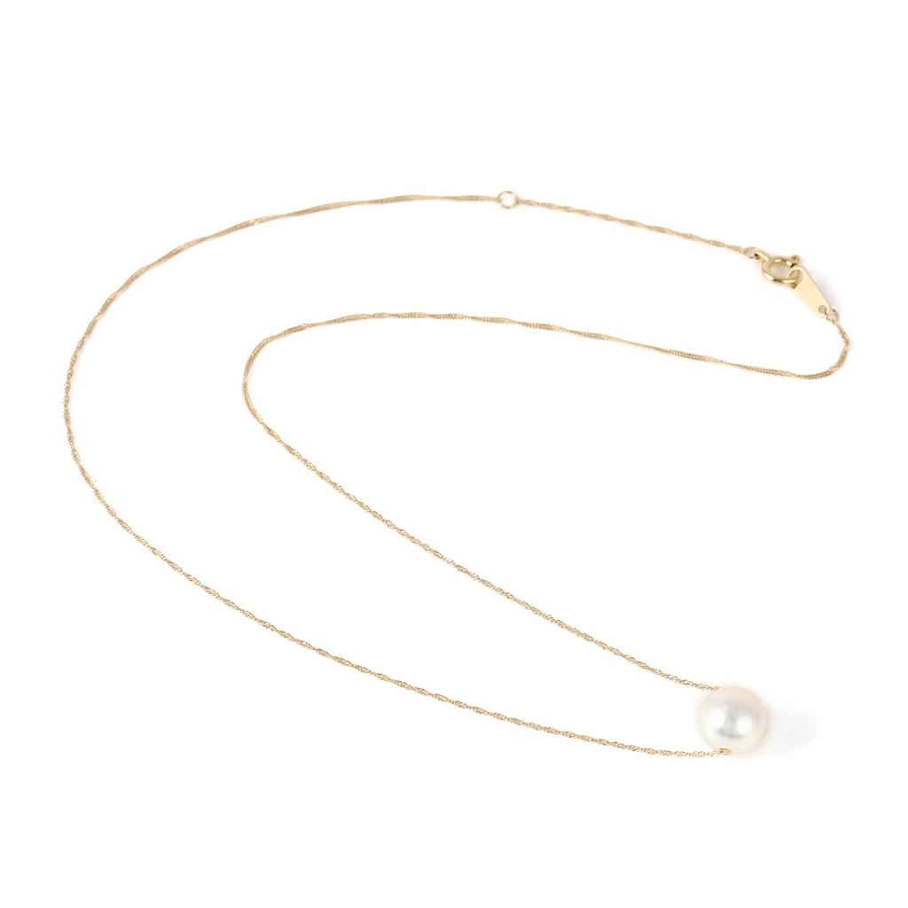 Happy Goods Shop Pearl Akoya Single 18K Gold Necklace, 8-8.5mm Pearl, Gold, 40cm, Women's, Pearl, Pendant,