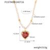 Hepburn-Style Heart Zircon Pendant Necklace: Gold-Plated Titanium, Imitation Pearl Design